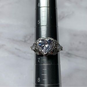 Silver heart stone engagement ring silver plated 6